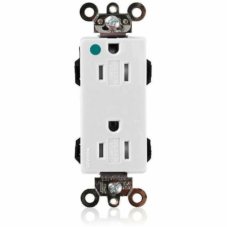 Leviton Illuminated Decora Receptacle, 15 Amp, 125 Volt MT162-ILW