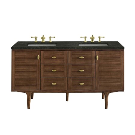 James Martin Vanities Amberly 60" Double Vanity, Mid-Century Walnut, w/ 3 CM Phantome Eclos Top 670-V60D-WLT-3PHT