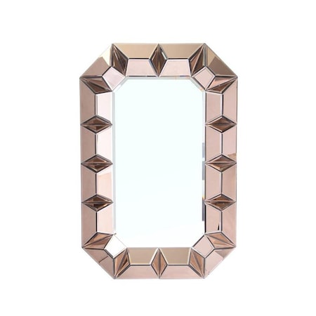 Homeroots 35" Rose Gold Glass Abstract Ornate Framed Accent Mirror 484995