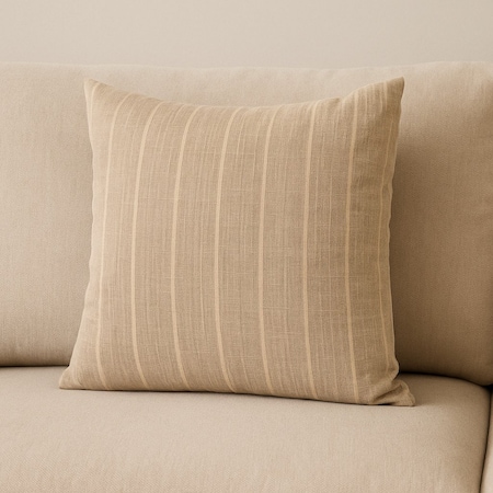 Homeroots 22" Beige And Gray Plaid Cotton Blend Throw Pillow Cover with Texture 608202