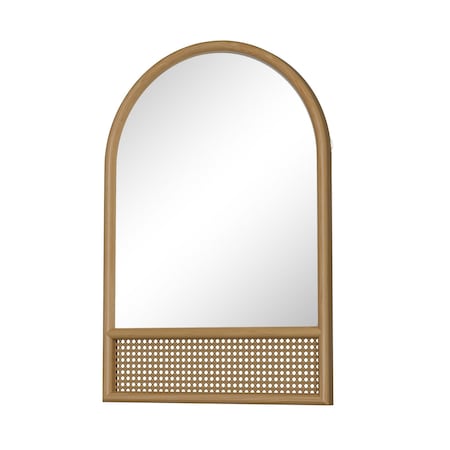 Homeroots 36" Brown Solid Wood Arch Framed Accent Mirror 719507