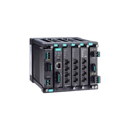 Moxa Layer 2 full Gigabit modular managed Ethernet switch with 4 fixed Gigabit ports, MDS-G4012-T