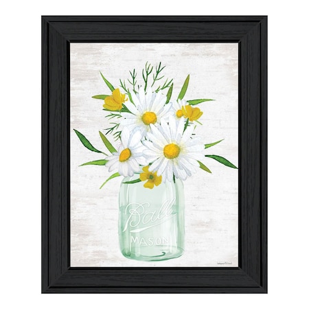 Homeroots Floral Bouquet Black Framed Print Wall Art 530048