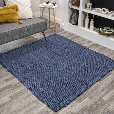 Jonathan Y Pata Hand Woven Chunky Jute Navy 9 ft Square Area Rug NRF102D-9SQ