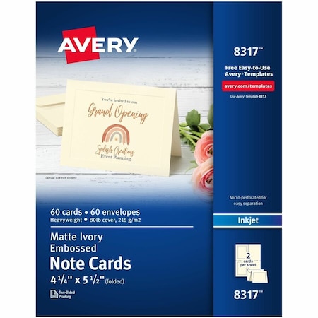 Avery Note Cards, Matte Ivory, Two-Sided, PK60 8317