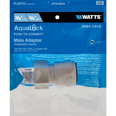 Watts Aqualock 3/4'' CTS x 3/4'' MPT Quick Connect Plastic Connector 3501-1412