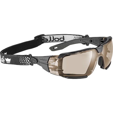 Bolle Safety Rush+, Safety Glasses, Anti-Fog & Anti-Scratch, Copper Lens, Black/Gray Frame, Frameless RUSXMN30U