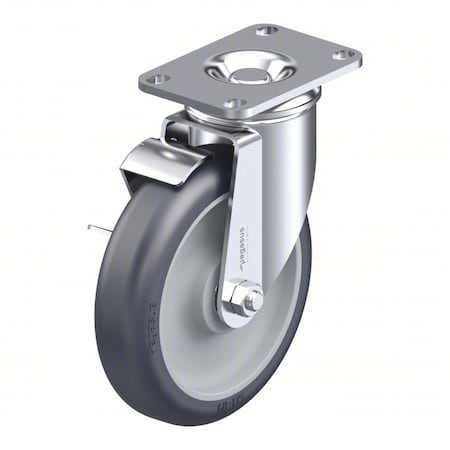 Zoro Select PlateCaster, Swivel, Polyurethane, 6 3/16"H P12S-UP050B-12-WB