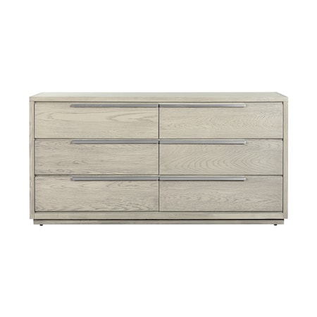 Homeroots 63" Gray Solid Wood Six Drawer Double Dresser 518616