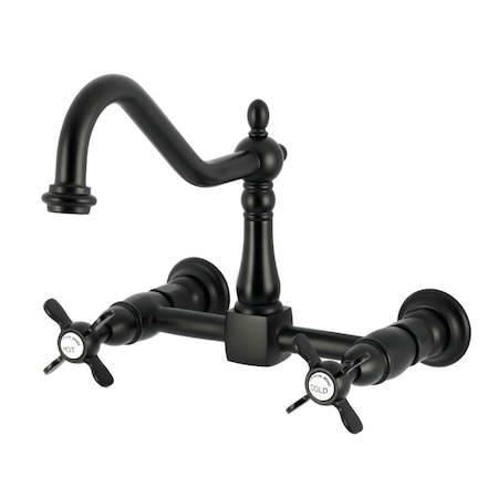 Kingston Brass Two-Handle Wall Mount Bridge Kitchen Faucet, Matte Black KS1240BEX