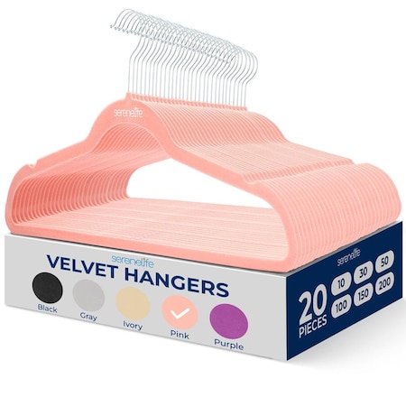 Serenelife 20 Pack Velvet Hangers, 20PK SLHVELPIK20