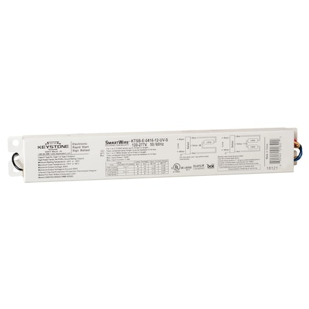 Keystone Electronic Sign Ballast, Series Wiring, 4-16 lamp load, 1-2 lamps, 120-277V Input KTSB-E-0416-12-UV-S-IP