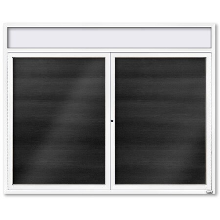 Aarco Enclosed Letter Board Directory w/ Powder Coated White Al Frame and Header, 48''Hx72''W, 2 Doors ADC4872HW