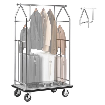 Vevor Hotel Luggage Cart 800 LBS Brushed Stainless Steel Finish Bellman's Cart X-126