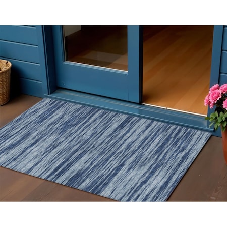 Homeroots 3' X 5' Blue And Navy Blue Abstract Washable Indoor Outdoor Area Rug 613079