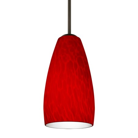 Besa Lighting Besa Chrissy Pendant, Red Cloud, Bronze Finish, 1x 9W LED 1BT-1509RC-LED-BR
