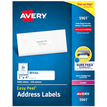 Avery Easy Peel Address Labels, Sure F, PK5000 5961