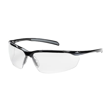 Bouton Optical Semi-Rimless Safety Glasses w/Gloss Black Frame, Clear Lens and Anti-Scratch/Anti-Fog Coating 250-33-0020