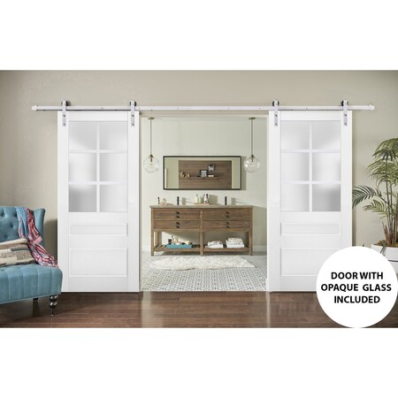Sartodoors Sturdy Double Barn Door White Solid Core Modern Interior VEREGIO7339DB-WS-36