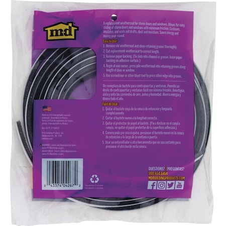M-D Building Products Building Products 17 Ft. Gray Pile Replacement Weatherseal for Storm Doors & Windows 4267