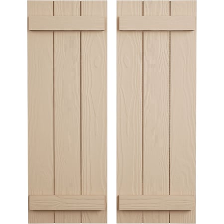 Ekena Millwork Rustic Three Board Joined Board-n-Batten Sandblasted Faux Wood Shutters, 16 1/2W x 44H, PR SHUBJS16X44SDPR
