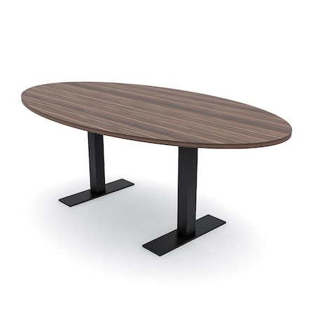 Skutchi Designs 6ft Conference Table With Power Unit | 4 Person Modular Oval Meeting Table | Harmony Series HAR-OVL-48X72-T.BK-H3041-NA