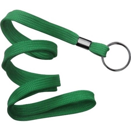 Brady People ID Green 3/8" (10 mm) Flat Braid Woven Lanyard W/ Black-oxide Split Ring 2135-3674
