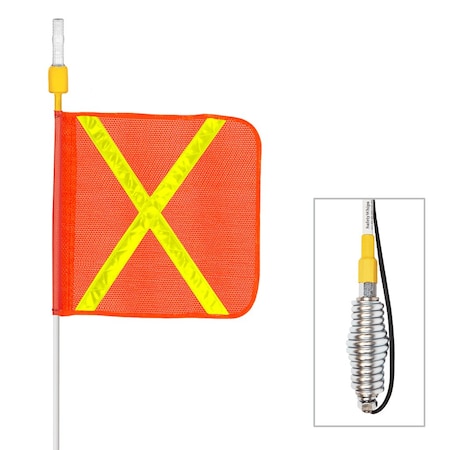 Safetywhips Warning Whip Super Duty All Weather Whip with Flag, White Whip, Orange Flag, Yellow Reflective X SD05-X-30B-SC4CA