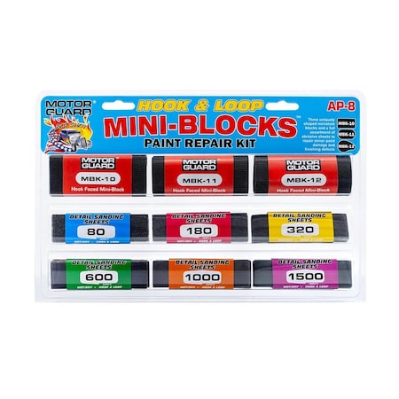 Motor Guard Optima MINI-BLOCK PAINT REPAIR KIT ASSORTMENT OF 3 - HOOK & LOOP SANDING BLOCKS 00833