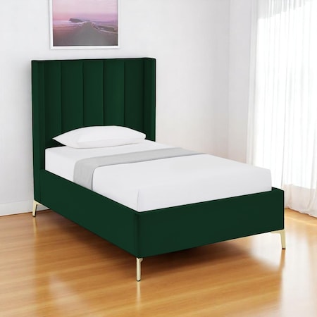 Homeroots Green Velvet Upholstered Full Bed Frame 544936