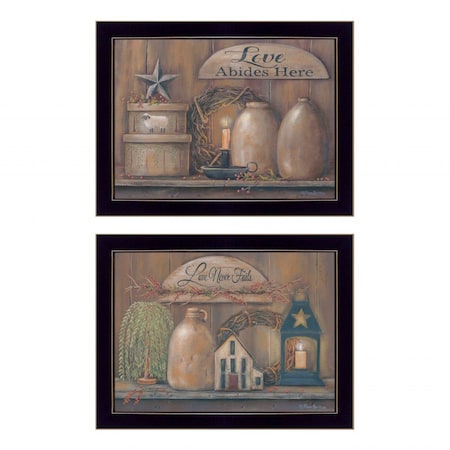 Homeroots Set Of Two Love Never Fails 3 Black Framed Print Wall Art, 2PK 407165