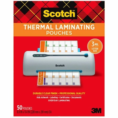3M Thermal Pouches, Letter Size 9 In X 11.4 In 50/Pack PK50 TP3854-50