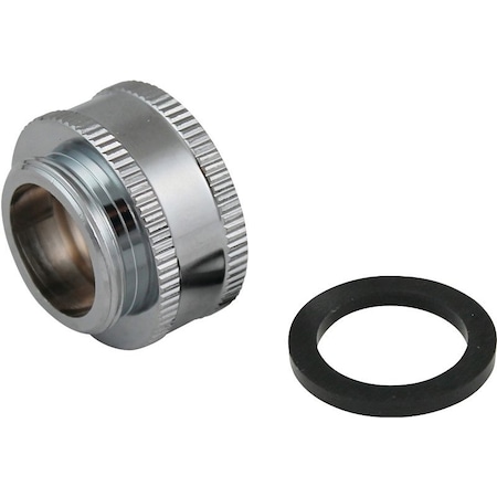 Plumb Pak Faucet Aerator Adapter, 3/4-11.5 x 55/64-27 in, Threaded, Chrome Plated PP800-64LF