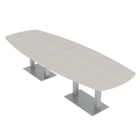 Skutchi Designs Arc Boat Conference Table, 45 in W, 120 in L, Ivory HAR-ABOT-48x120-DOU-K458