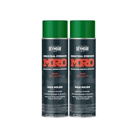 Seymour Midwest MRO Industrial High-Solids Spray Paint, SB Green, 16 oz, 2PK 6201437-2
