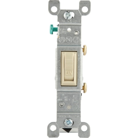 Leviton Residential Grade 15 Amp Toggle Single Pole Grounded Switch Ivory 203-01451-02I