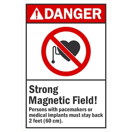 Lyle Danger Strong Magnetic Field! Persons With Pacemakers, 12x18, Non-Reflective, White G-4801-NA_12x18