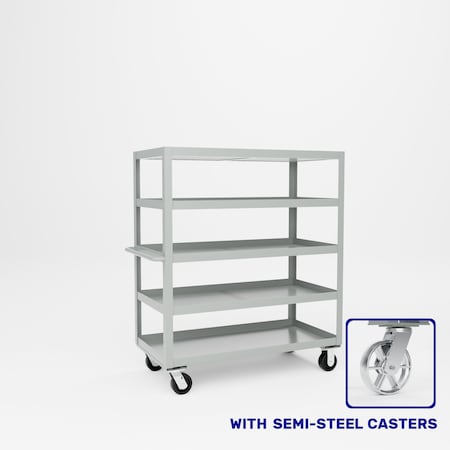 Pucel Five Shelf Expanded Metal Stock Cart, 24 in W x 48 in D x 56 in H, Black X-2448-S