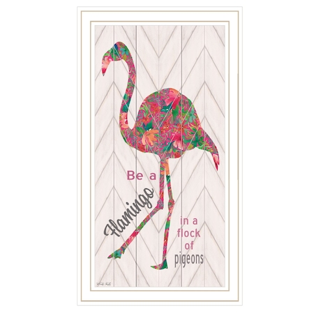 Homeroots Be A Flamingo White Grooved Frame  Print Wall Art 529783