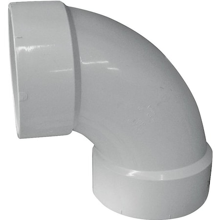Genova CANPLAS Sanitary Pipe Elbow, 4 in, Hub, 90 deg Angle, PVC, White 192254L