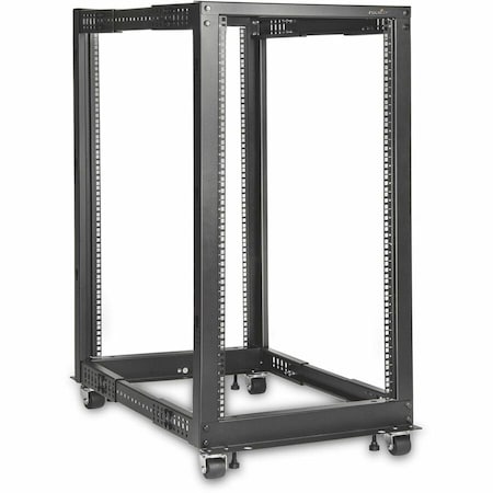 Rocstor SOLIDRACK 22U ADJUSTABLE DEPTH OPEN FRAME 4 POST RACK W/ CASTERS - INCLUDES CAST Y10E072-B1