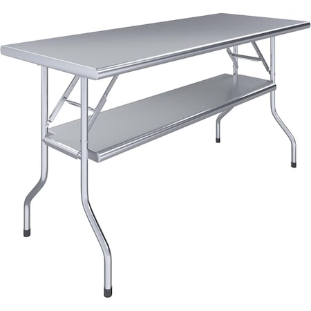 Amgood 24 in. x 60 in. Folding Stainless Steel Work Table with Removable Undershelf AMG FWT-US-2460-Z