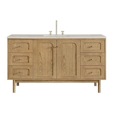 James Martin Vanities Laurent 60" Sgl Vanity, Light Natural Oak, w/3 CM Siberian Silestone Top w/FreePower Wireless Charger 545-V60S-LNO-FSFR