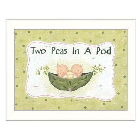 Homeroots Two Peas in a Pod White Framed Print Wall Art 404969