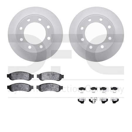 Dynamic Friction Co DFC GEOSPEC Coated Rotor- Heavy Duty Brake Pad includes Hardware 4412-54058