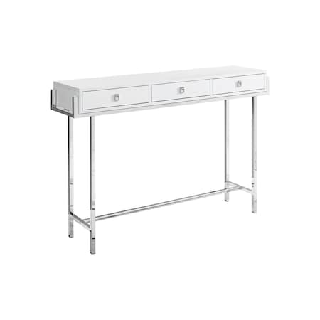 Homeroots 48" White and Silver Console Table And Drawers 333154