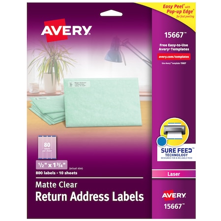 Avery Matte Clear Return Address Labels, PK800 15667