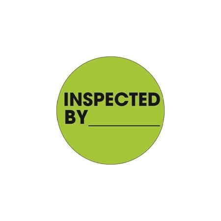 Bubblefast 1'' Circle - ''Inspected By'' Fluorescent Green Labels BFDL1265