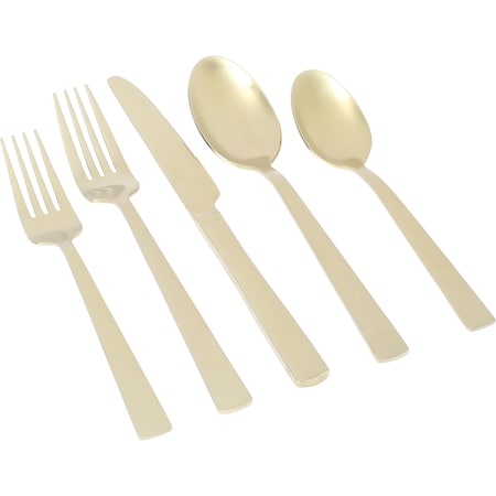 Gibson Elite Earlston 20 Piece Stainless Steel Flatware Set in Champagne Gold 138514.2