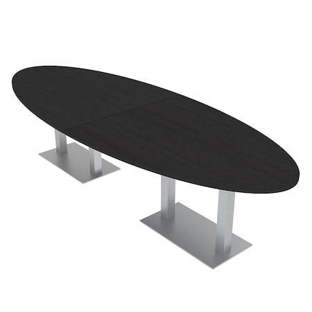 Skutchi Designs Oval Conference Table With Power, 48 in W, 120 in L, Black HAR-OVL-48X120-DOU-U999ST19-NA